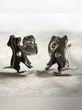 Dog Stud Earrings - Polished Silver Tone Women’s Jewelry